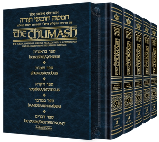 Picture of Personal Size - Stone Edition Chumash - 5 Volume Slipcased SET With Sefard Shabbos Davening