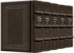 Picture of Schottenstein Interlinear Machzor 5 Vol. SET Pocket Size Sefard Yerushalayim Hand-Tooled Grey leather